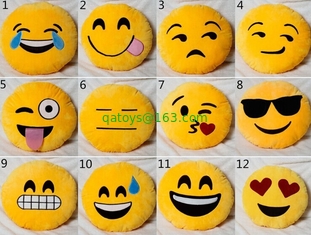 Yellow Emoji Emoticon Round Stuffed Baby Sleeping Pillow For Home Use