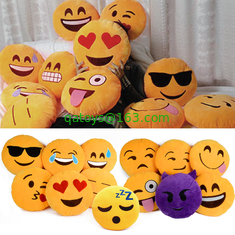 Yellow Emoji Emoticon Round Stuffed Baby Sleeping Pillow For Home Use