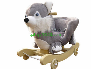 Fashion Orange Baby Rocking Chair Dog Animal Plush Toys With Music For Children Playing Riding