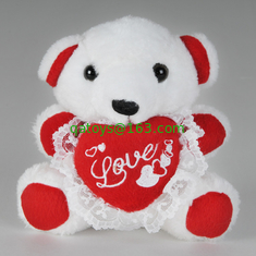 Fashion Valentines Day Stuffed Toys Teddy Bear With Red Heart Push Celebrating
