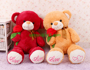 Cute Giant Red Teddy Bear Stuffed Animal Toys With Rose Flower Jumbo 80cm