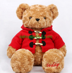 CE 30cm Stuffed Animal Toys Brown Teddy Bear Customized With Coat