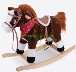 Plush Rocking Horse With Sound  Moving Mouth and Tail For Children Ride on Playing