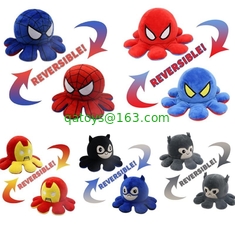 Marvel Spiderman Reversible Octopus Plush Toy Batman Iron Man Double-Sided Flip Stuffed Toys