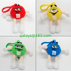 Cute Blue M&amp;M Character Stuffed Toy Keychain , Polyester Material