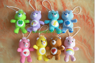 Care Bears Plush Toy Keychain For Promotion Gifts , Red / Yellow / Purple / Brown