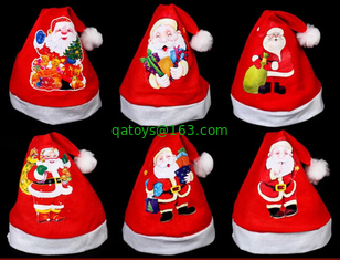 Red Christmas Hat For Gift Plush Hat  For Christmas Party,Printing Santa Claus