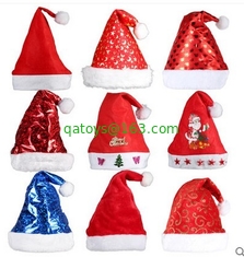 Personalized Plush Toys Dancing Christmas Hat with Gold Podwer , Red / Blue