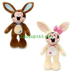 Customized Stuffed Animals Easter Mickey Mouse Bunny Plush Toys in Brown / Off white