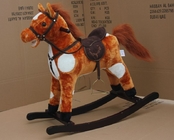 Plush Rocking Horse With Sound  Moving Mouth and Tail For Children Ride on Playing