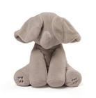 Grey Peek A Boo Music Plush Toys , Electronic Stuffed Elephant Toy