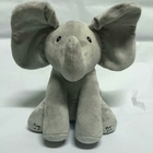 Grey Peek A Boo Music Plush Toys , Electronic Stuffed Elephant Toy