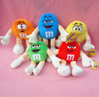 Yellow M&M Character Stuffed Toy Keychain Small Plush Toys Customized