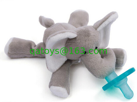 Elephent  and Sheep Plush Cute Baby Toys with Nipple ,  Infant Plush Toy Pacifier