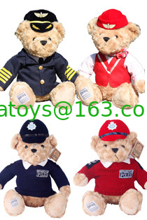 8 Inch Stuffed Animal Toys Pilot Teddy Bear With Uniforms For Promotion Gifts