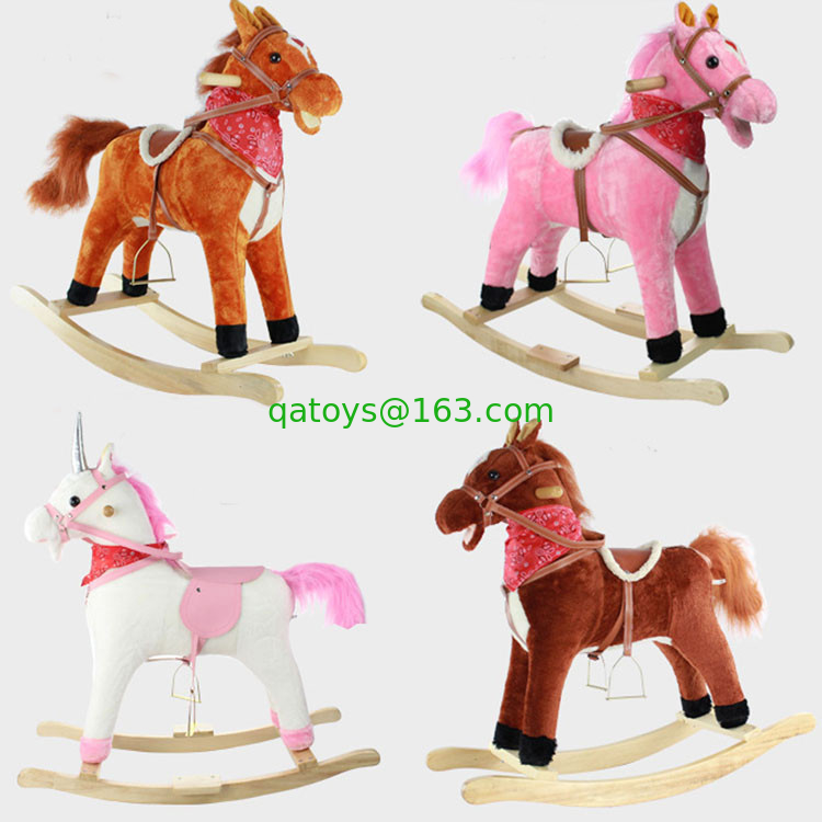 Cute Children Rocking Horse Toys Sound Moving Mouth Tail Led Light Big