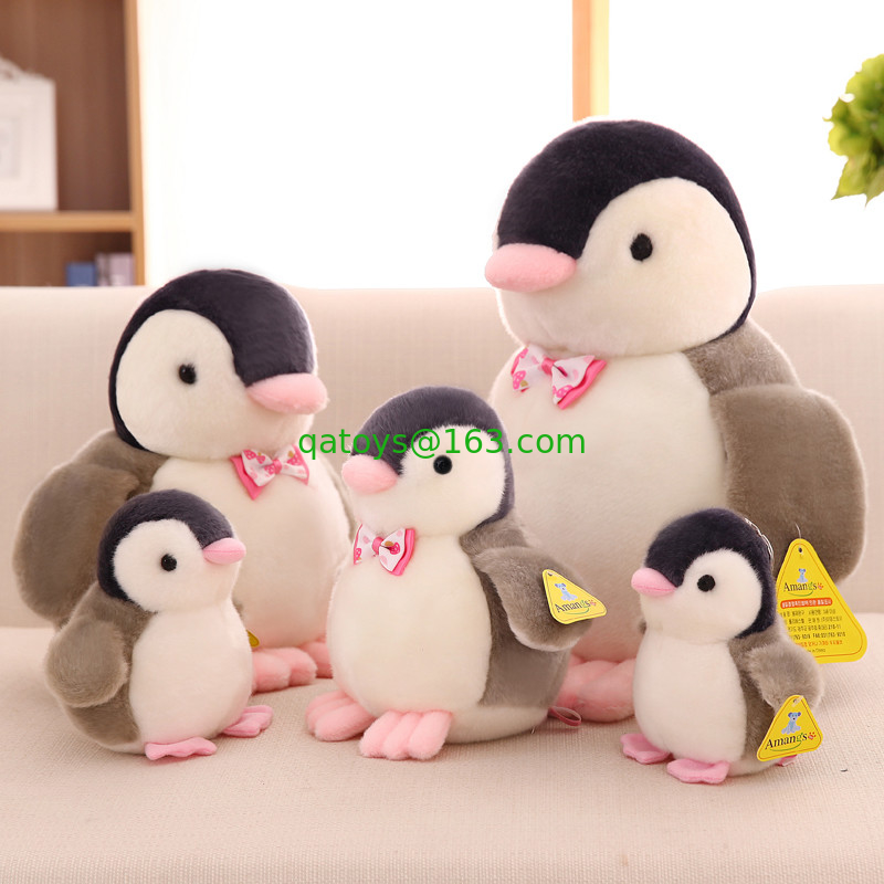 Customized Personalized Plush Toys Cute Penguin With Bow Tie , White and Black Color