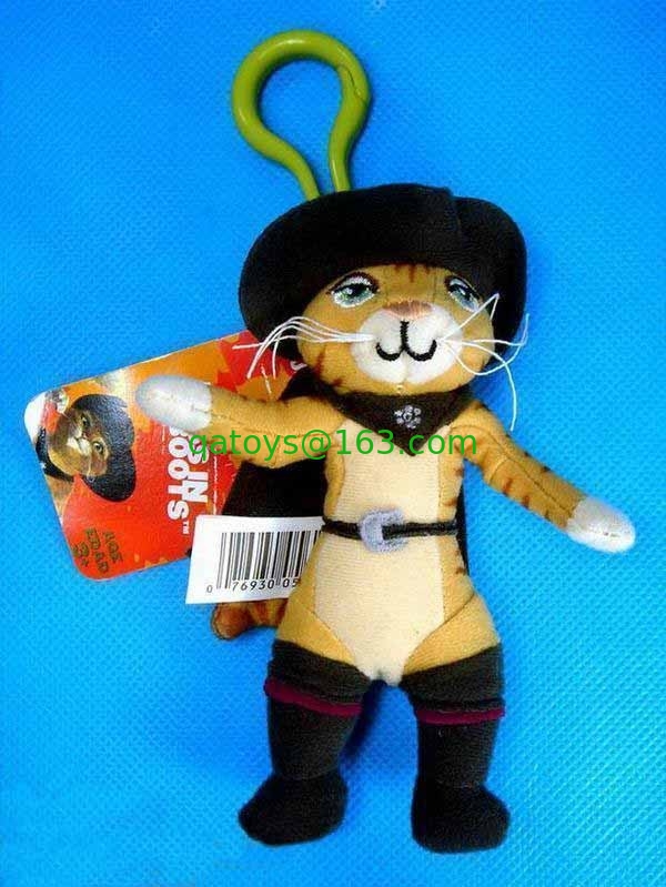 Cartoon Puss in Boots Stuffed Plush Toy Keychain For Promotion Gifts