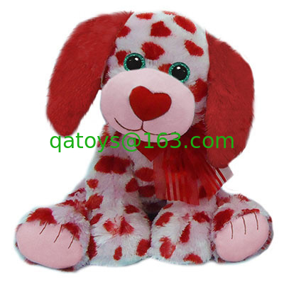 Cute Plush Toy Dogs Valentines Day Stuffed Toys with Embroidery Logo