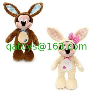 Customized Stuffed Animals Easter Mickey Mouse Bunny Plush Toys in Brown / Off white