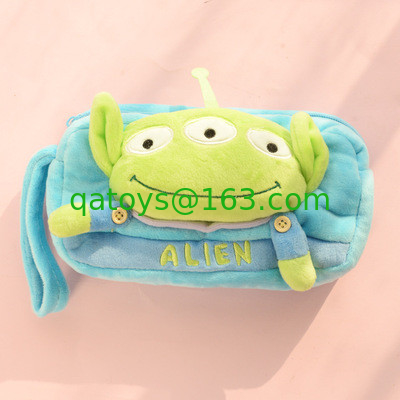 Stationery Toy Story 3 Alien Plush Pencil Case For Promotion , Blue / Yellow