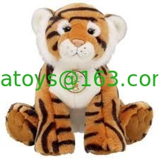Customized Stuffed Animal Toys Brown Tiger With Badge Plush Toy
